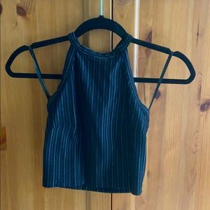 Stripped black halter top
